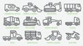 Icon set of construction equipment. Special machines for the construction work. Special equipment. Commercial Vehicles. Vector Royalty Free Stock Photo