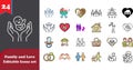Family and Love Icons Set â Parenthood, Relationship, Baby Care, Home and Togetherness (AI generated) Royalty Free Stock Photo