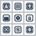 Icons of CPU critical exploit vulnerabilities Royalty Free Stock Photo