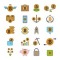 Icon set of crypto business. Bitcoin and others alt coins from blockchain technology