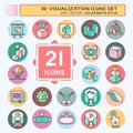 Icon Set 3D Visualization. related to 3D Visualization symbol. color mate style. simple design editable. simple illustration Royalty Free Stock Photo
