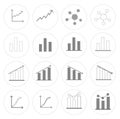 Data graph thin line icon set 16 for data analysis, statistics, trends, and market business concepts. Royalty Free Stock Photo