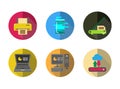 Icon set electronic office machine equipment for remote working,laptop,desktop PC, scanner,printer,External harddisk with cloud, Royalty Free Stock Photo