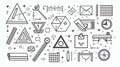 Geometric Icon Set of Square, Triangle & Measuring Instruments for Design Projects