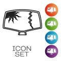 Icon Set of Cracked Windshield with Colored Circles on White Background image photo Royalty Free Stock Photo