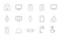 Icon set featuring various symbols including documents computers people and objects for business and lifestyle themes Royalty Free Stock Photo