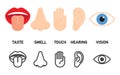 Icon set of five human senses Royalty Free Stock Photo