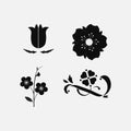 Icon set flower, nature, sprout, label