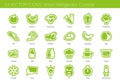 Icon set of food, drink and smart refrigerator
