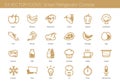 Icon set of food, drink and smart refrigerator