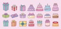 Gift boxes and birthday cakes Royalty Free Stock Photo