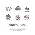 Icon Set of Graphic Elements for Nonprofit Organizations and Donation Centre Royalty Free Stock Photo