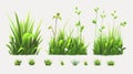 An icon set of green grass and 3D realistic moderns for spring Royalty Free Stock Photo