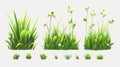 An icon set of green grass and 3D realistic moderns for spring