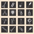 Icon set of haircutting tool icons outlined Barbershop objects Royalty Free Stock Photo