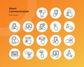 Icon set of hands holding a communication device