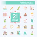 Icon Set Hawaii. related to Holiday symbol. flat style. simple design editable. vector Royalty Free Stock Photo