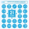 Icon Set Home Electronics - Blue Eyes Style - Simple illustration,Editable stroke Royalty Free Stock Photo