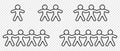Icon set of human group Holding Hands. People cooperation or Relationship concept. Outline style Royalty Free Stock Photo