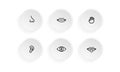 Icon set of human senses: vision, smell, hearing, touch, taste. Eye, nose, ear, hand, mouth with tongue. Vector on isolated white Royalty Free Stock Photo