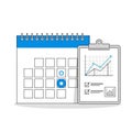 Business Data Analysis Icon Set with Calendar and Growth Chart Clipboard Royalty Free Stock Photo