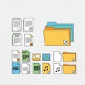 Rectangles with mini-icons at the corner denoting file type or Royalty Free Stock Photo