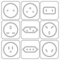 Icon Set of international electric sockets