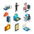 Icon set of internet security. Web protection. Hacker attack Royalty Free Stock Photo