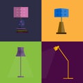 Icon set of Lamps. Modern Flat style