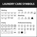 Icon set of laundry symbols. Washing instruction symbols. Cloth, Textile Care signs collection Royalty Free Stock Photo