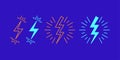 Icon set of Lightning bolt flash. Vector signs Royalty Free Stock Photo