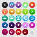 Icon set multi colored button in flat style.