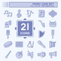 Icon Set Music - Two Tone Style - Simple illustration, Good for Prints , Announcements, Etc Royalty Free Stock Photo