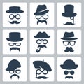 Icons of mustaches, hats and glasses