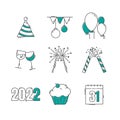 Icon set of New year eve`s Royalty Free Stock Photo