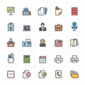 Icon set - office and stationary full color outline stroke Royalty Free Stock Photo