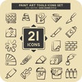 Icon Set Paint Art Tools. suitable for education symbol. hand drawn style. simple design editable Royalty Free Stock Photo