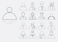 Icon set of People and occupation in simple thin line graphic. Royalty Free Stock Photo