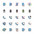 Icon set - phone and calling full color outline stroke Royalty Free Stock Photo