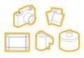 Icon set of photo equipment