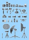 Icon set of photographic equipment,Flat design Royalty Free Stock Photo