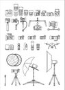 Icon set of photographic equipment,Flat design. Royalty Free Stock Photo