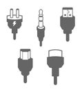 Icon Set, Plugs and Cables Royalty Free Stock Photo