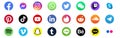 Icon set of popular social applications with rounded corners. Facebook, Instagram, Twitter, Youtube. Royalty Free Stock Photo