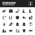 Icon set Ramadan made with glyph black technique