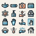 an icon set representing safety and hygien Royalty Free Stock Photo