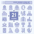 Icon Set Saudi Arabia. related to Islamic symbol. two tone style. simple design editable. simple illustration Royalty Free Stock Photo