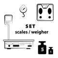 Icon set - scales, weighing, weight, balance