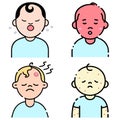 Icon set sick kid belch fever temperature abscess bubonic head Injury