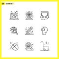 9 Icon Set. Simple Line Symbols. Outline Sign on White Background for Website Design Mobile Applications and Print Media Royalty Free Stock Photo